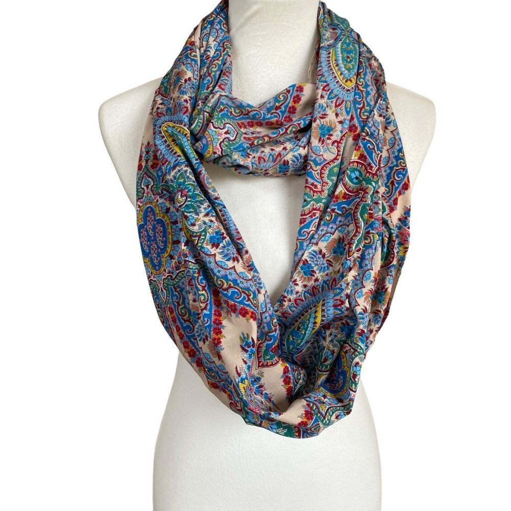 Infinity Scarf Spring Paisley Pattern Lightweight… - image 1